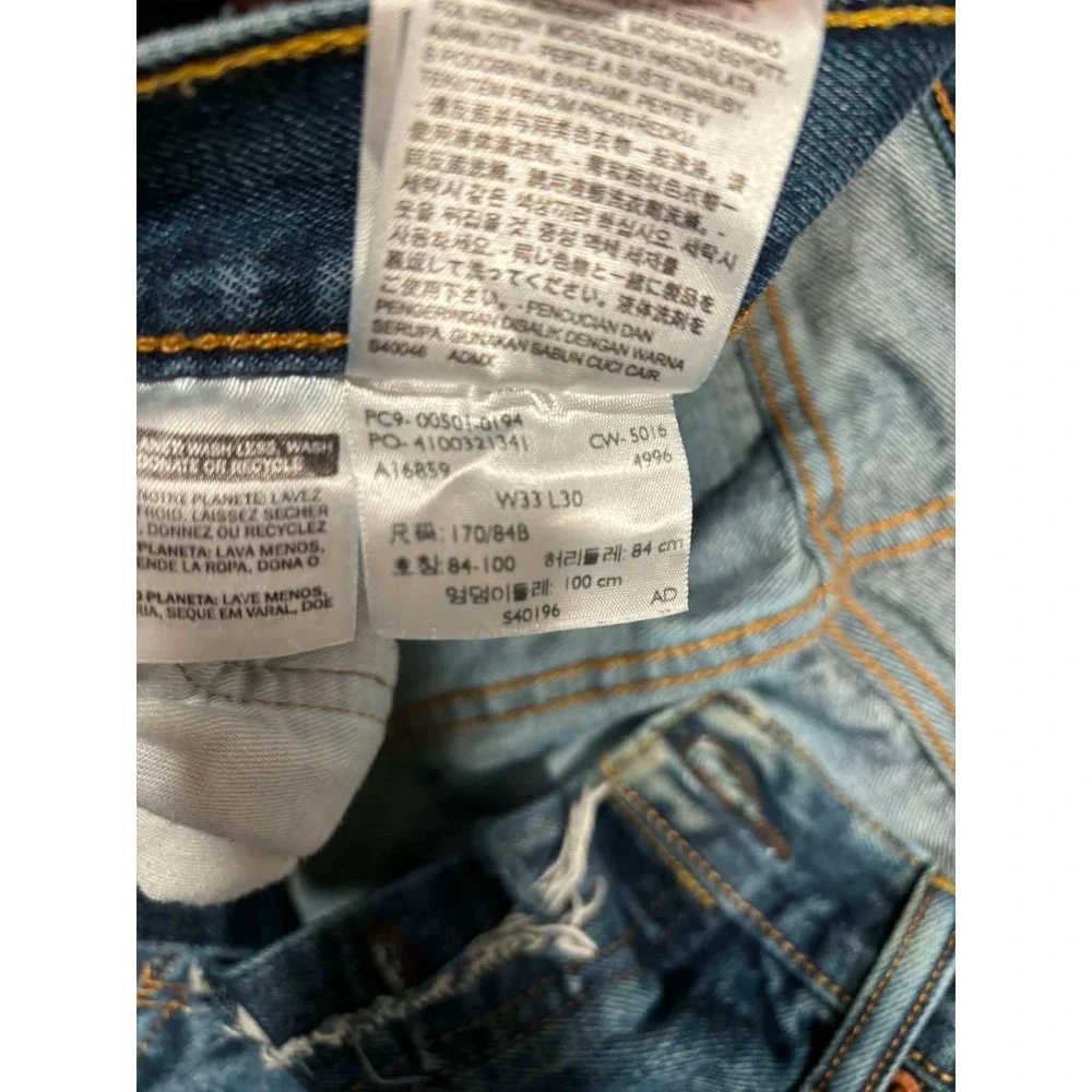 Levis 501 Original Fit Mens Jeans 33x30 Blue Denim Button Fly Straight Leg
